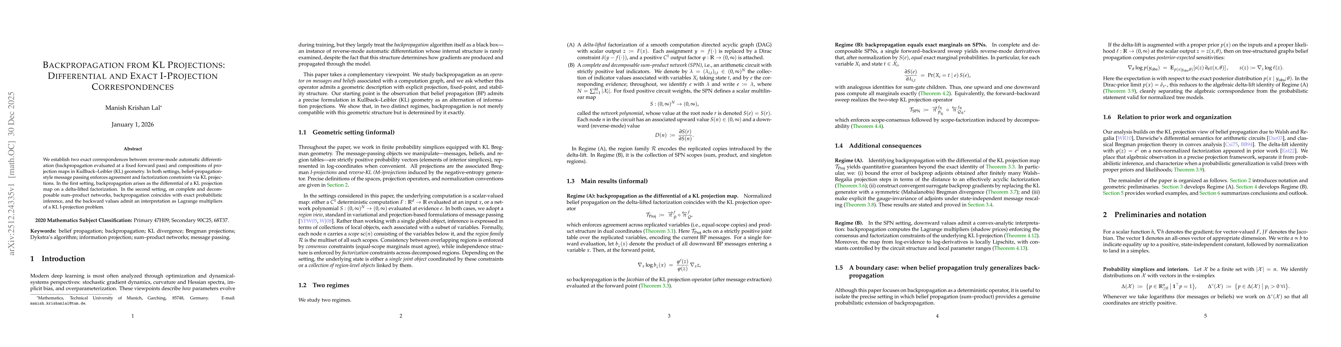 Thumbnail for Backpropagation from KL Projections: Differential and Exact I-Projection Correspondences
