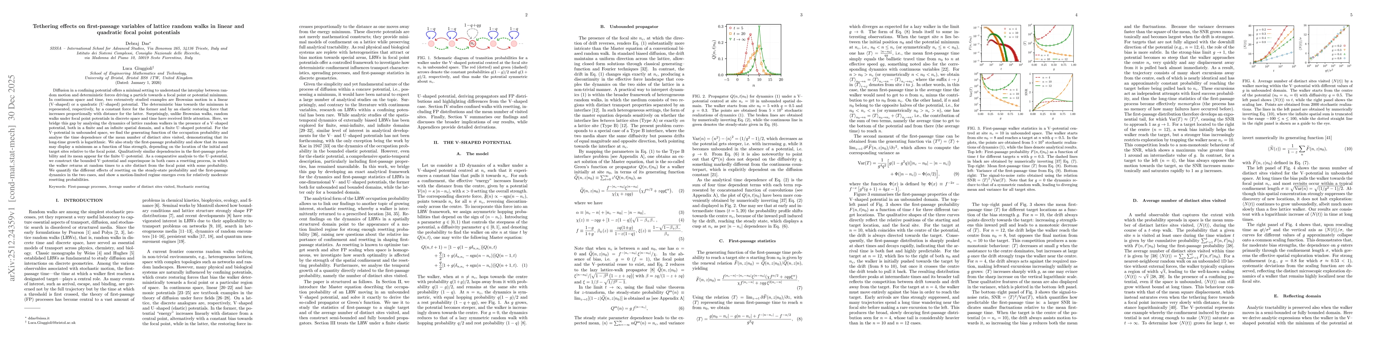 Thumbnail for Tethering effects on first-passage variables of lattice random walks in linear and quadratic focal point potentials