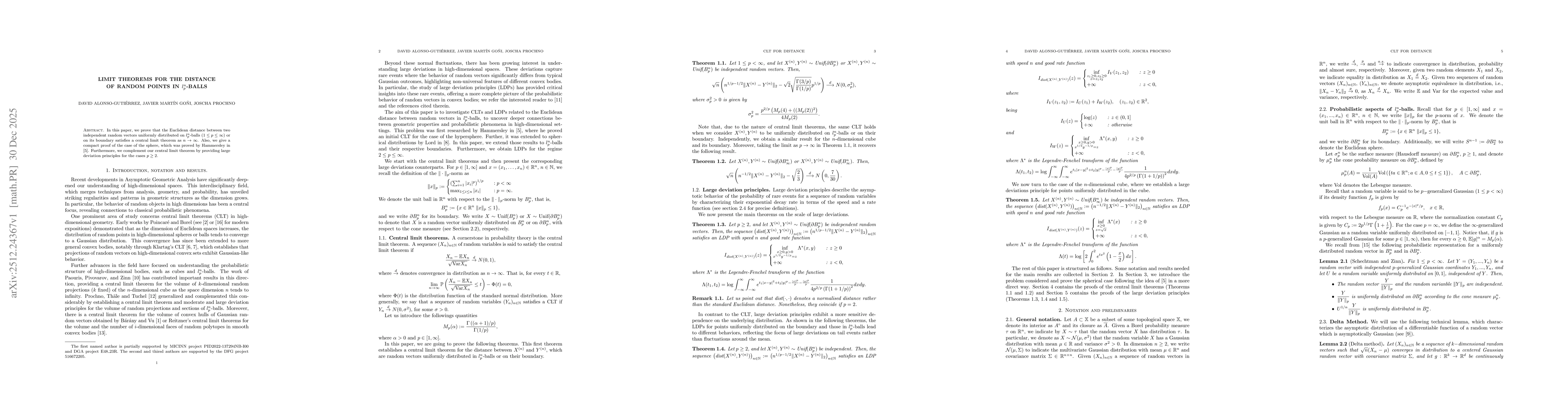 Thumbnail for Limit theorems for the distance of random points in $l_p^n$-balls