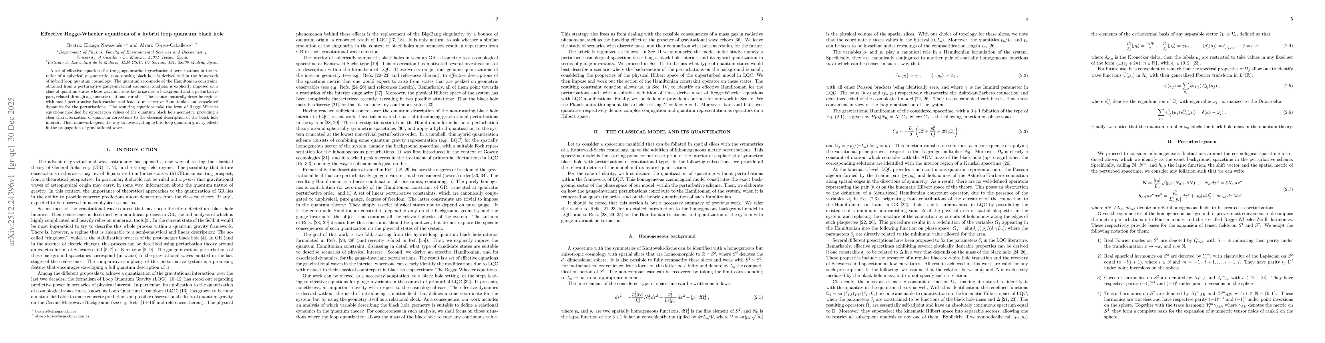 Thumbnail for Effective Regge-Wheeler equations of a hybrid loop quantum black hole