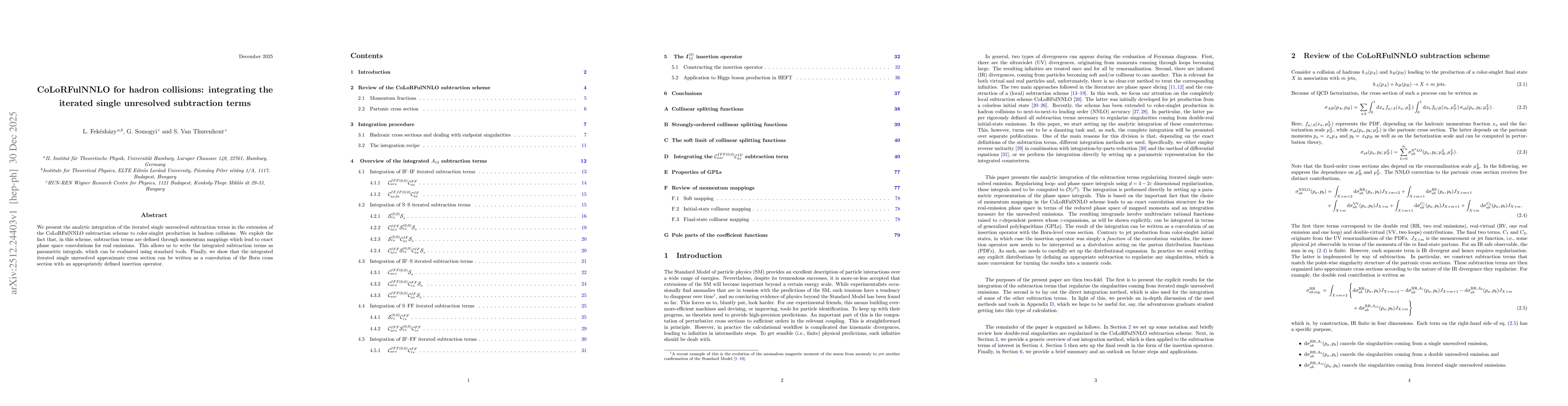 Thumbnail for CoLoRFulNNLO for hadron collisions: integrating the iterated single unresolved subtraction terms