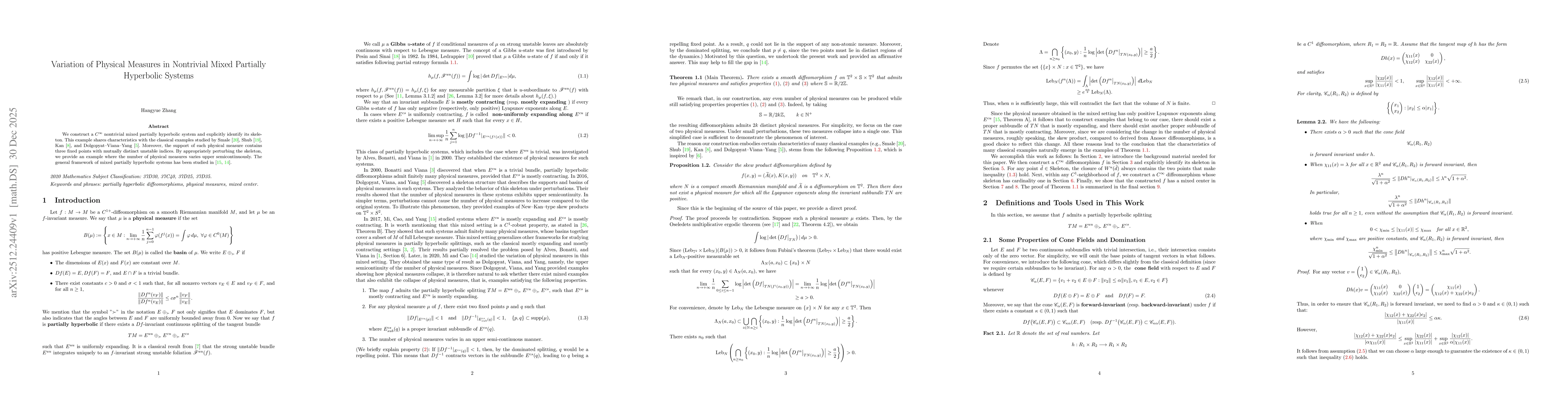 Thumbnail for Variation of Physical Measures in Nontrivial Mixed Partially Hyperbolic Systems