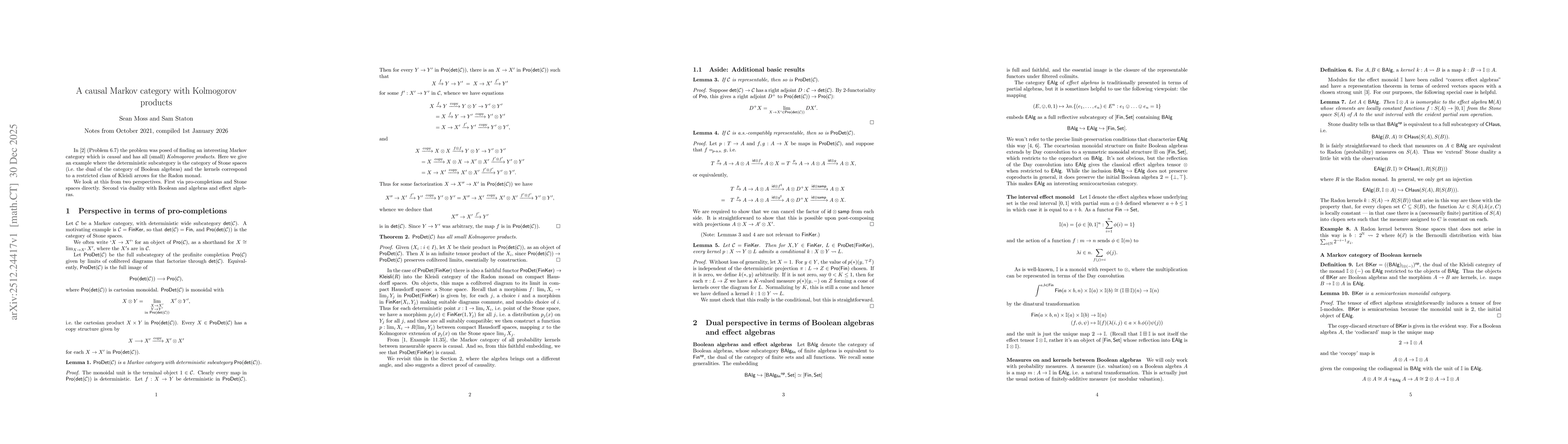 Thumbnail for A causal Markov category with Kolmogorov products