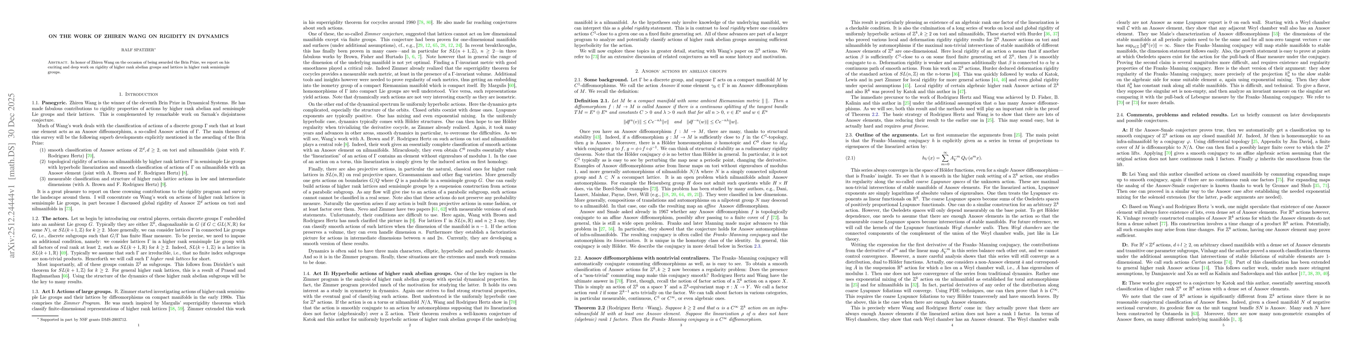 Thumbnail for On the work of Zhiren Wang on rigidity in dynamics