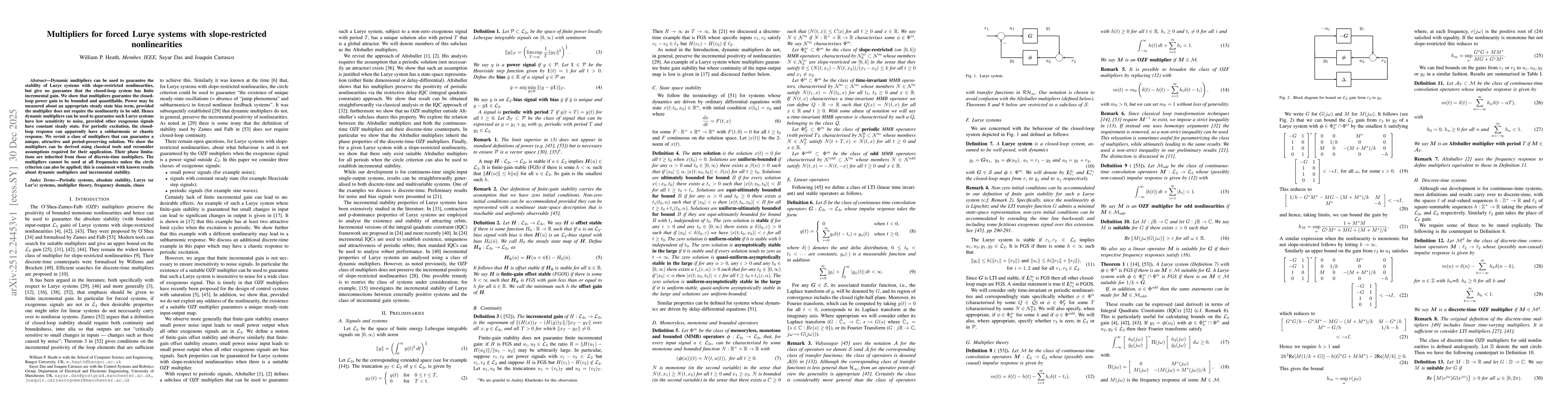 Thumbnail for Multipliers for forced Lurye systems with slope-restricted nonlinearities