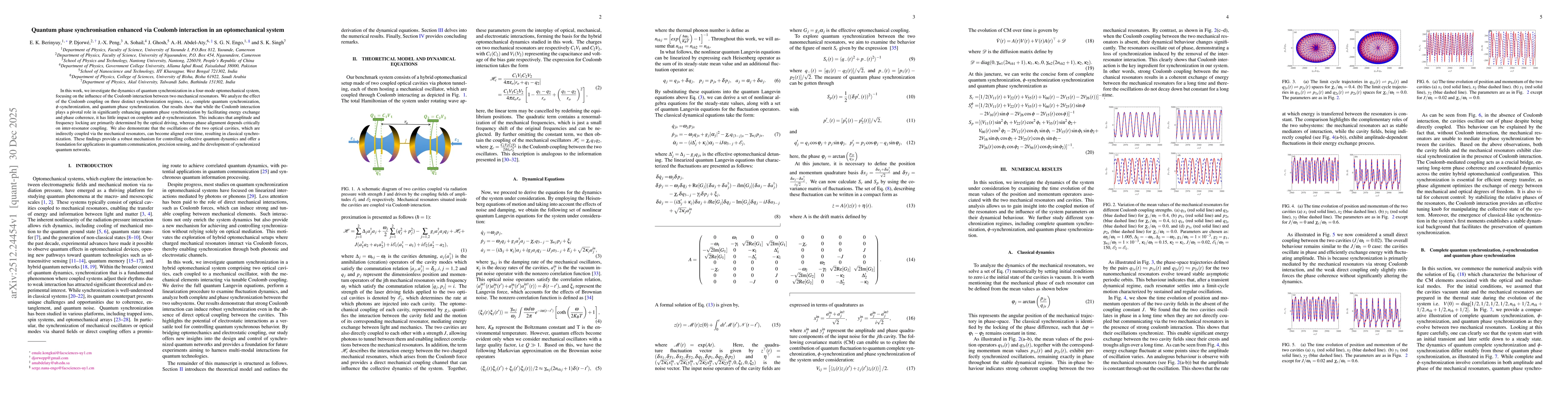 Thumbnail for Quantum phase synchronisation enhanced via Coulomb interaction in an optomechanical system