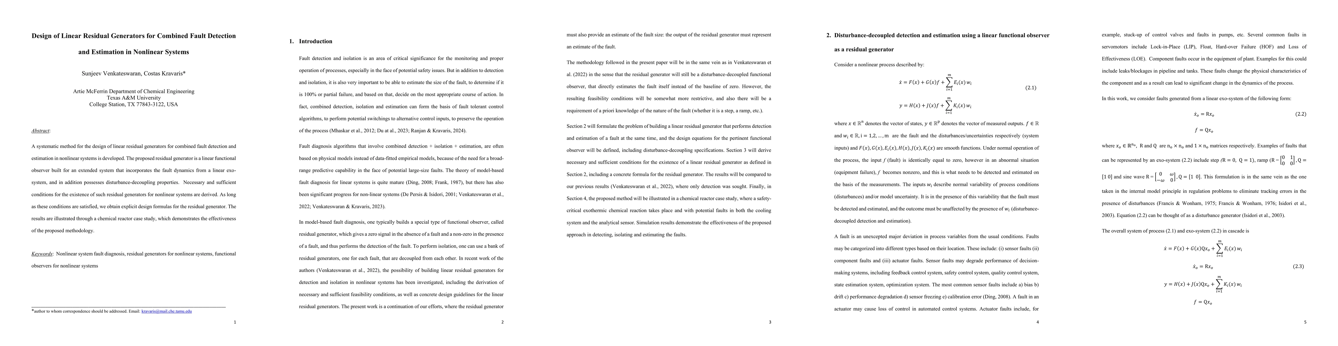 Thumbnail for Design of Linear Residual Generators for Combined Fault Detection and Estimation in Nonlinear Systems