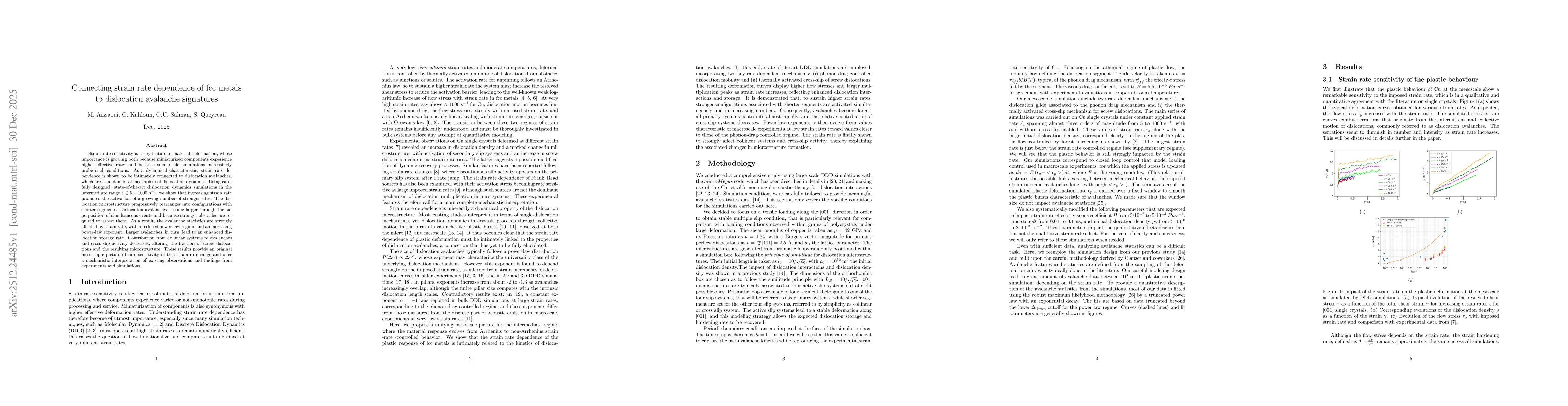 Thumbnail for Connecting strain rate dependence of fcc metals to dislocation avalanche signatures