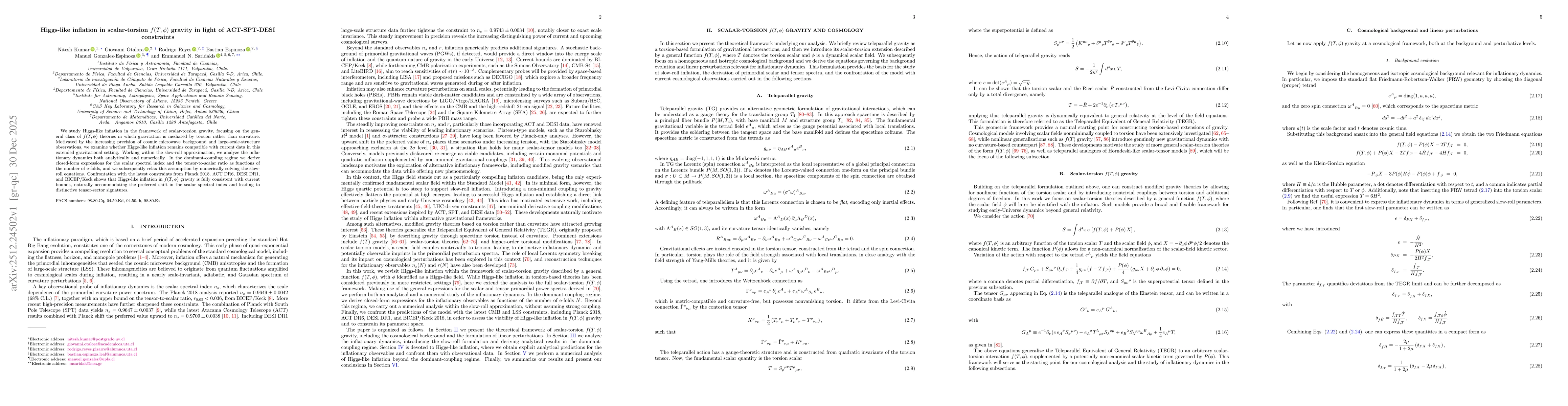 Thumbnail for Higgs-like inflation in scalar-torsion $f(T,φ)$ gravity in light of ACT-SPT-DESI constraints