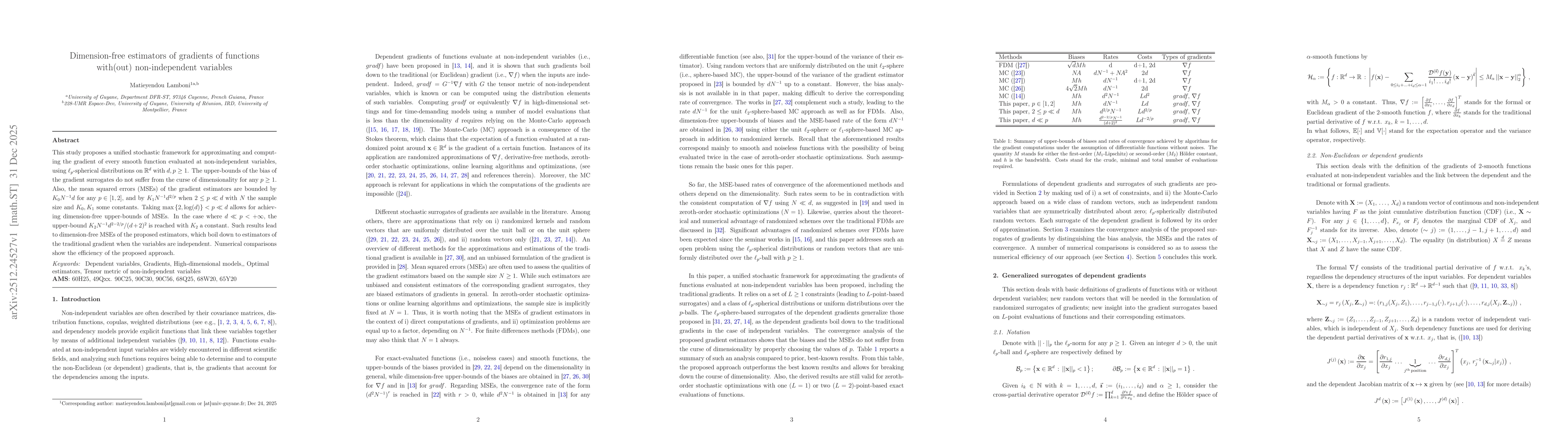 Thumbnail for Dimension-free estimators of gradients of functions with(out) non-independent variables