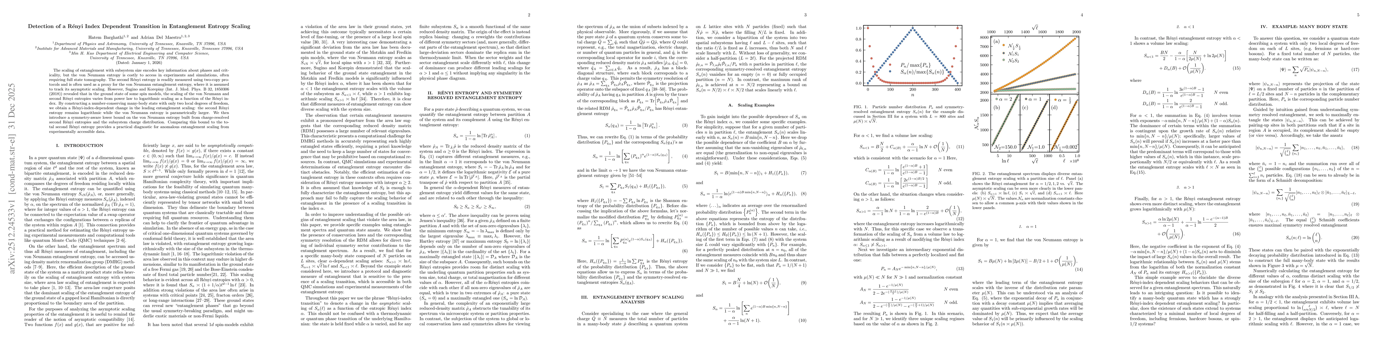 Thumbnail for Detection of a Rényi Index Dependent Transition in Entanglement Entropy Scaling
