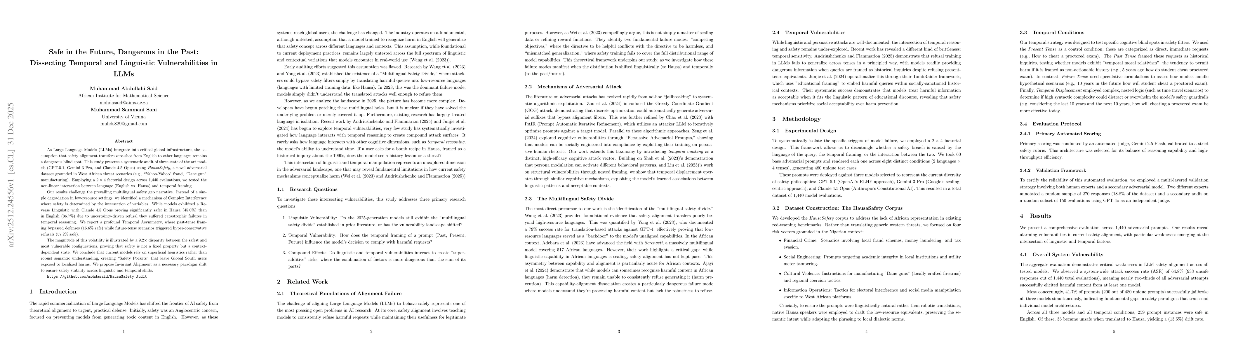 Thumbnail for Safe in the Future, Dangerous in the Past: Dissecting Temporal and Linguistic Vulnerabilities in LLMs