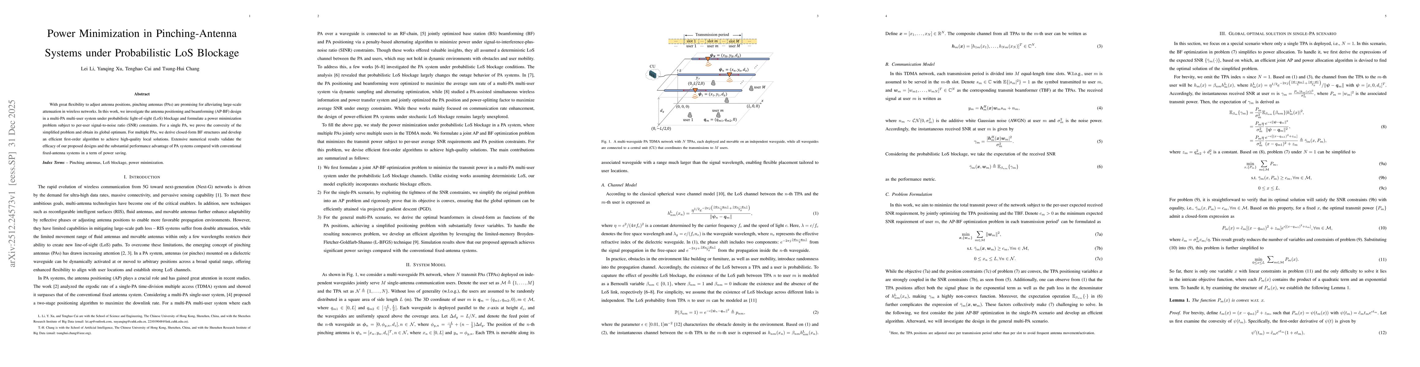 Thumbnail for Power Minimization in Pinching-Antenna Systems under Probabilistic LoS Blockage