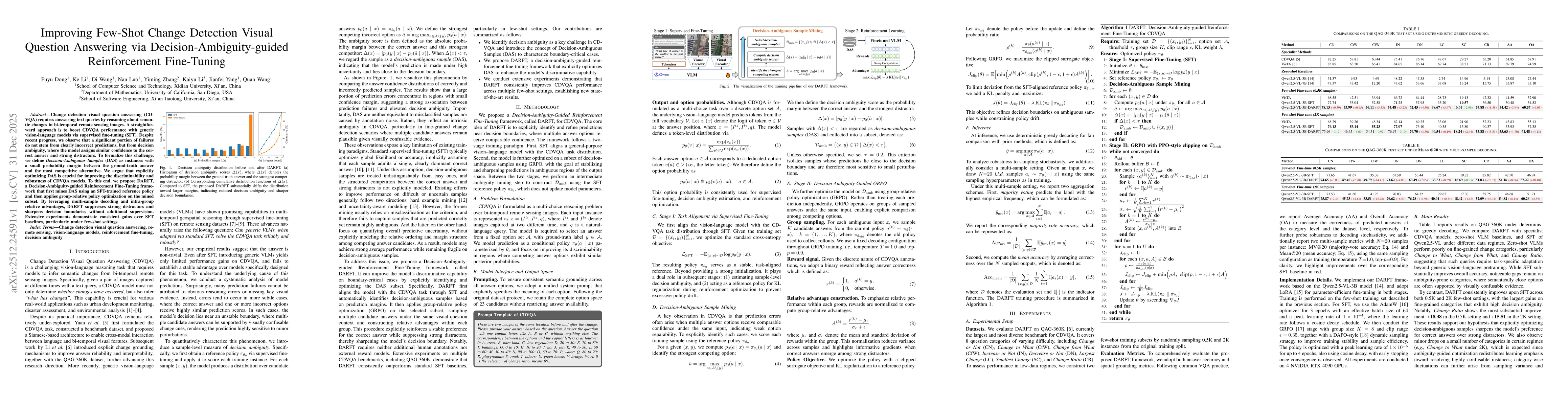 Thumbnail for Improving Few-Shot Change Detection Visual Question Answering via Decision-Ambiguity-guided Reinforcement Fine-Tuning