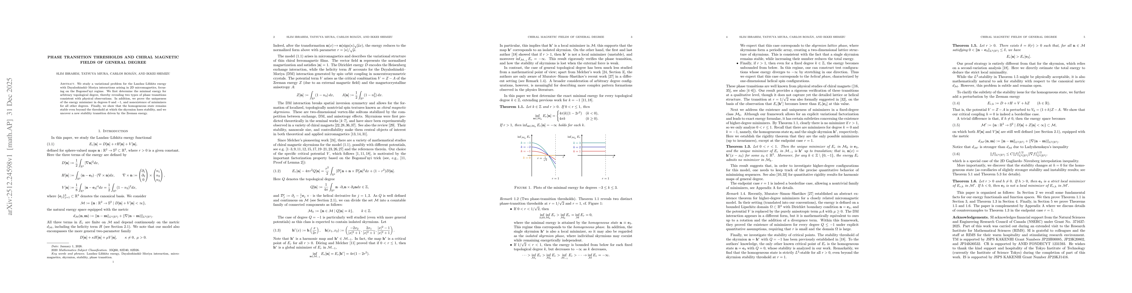 Thumbnail for Phase transition thresholds and chiral magnetic fields of general degree