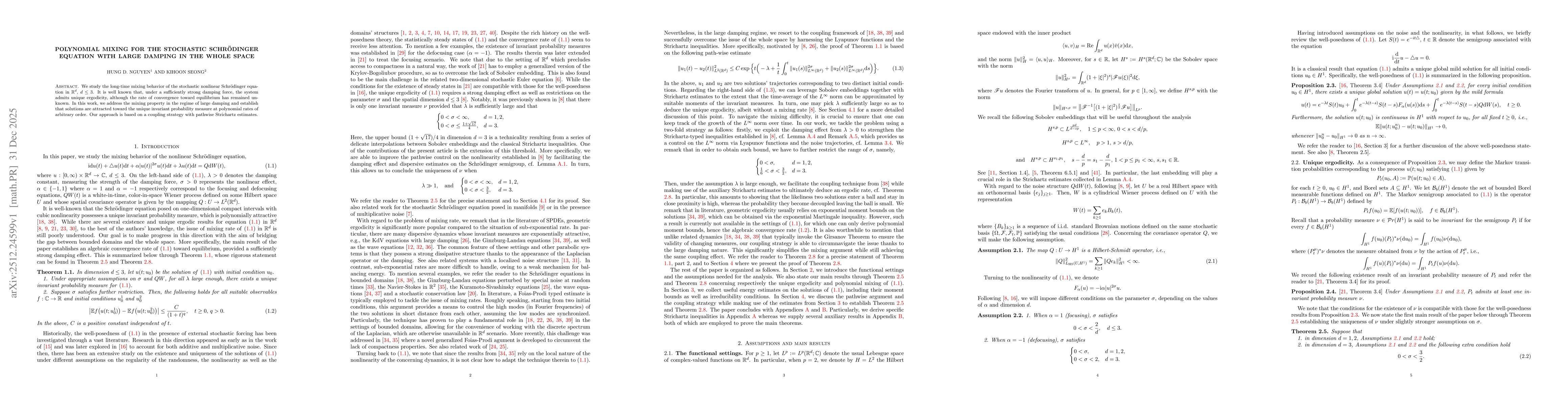 Thumbnail for Polynomial mixing for the stochastic Schrödinger equation with large damping in the whole space
