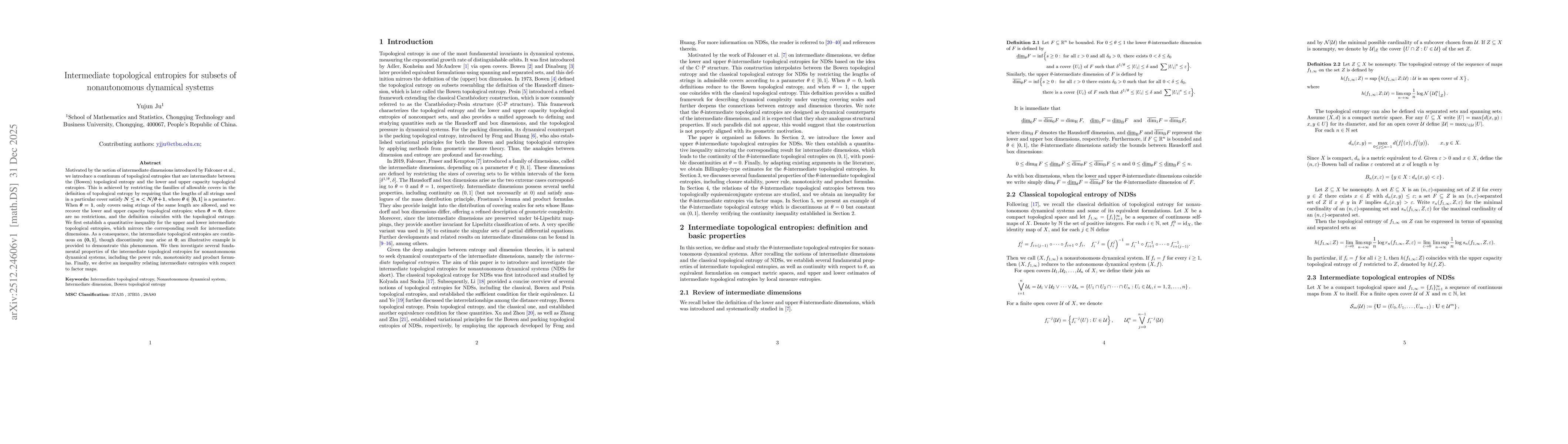 Thumbnail for Intermediate topological entropies for subsets of nonautonomous dynamical systems