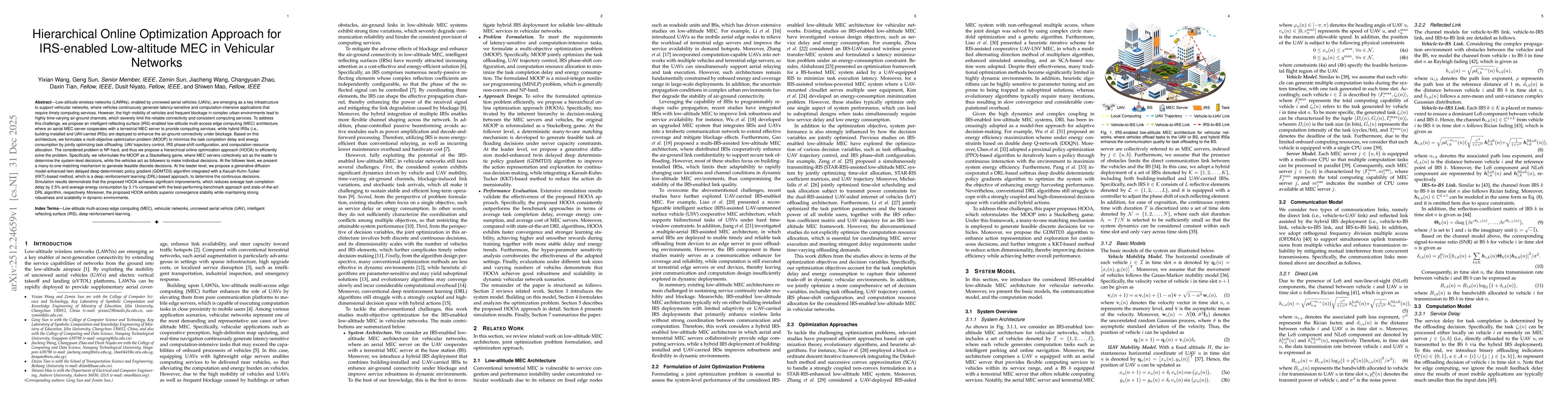 Thumbnail for Hierarchical Online Optimization Approach for IRS-enabled Low-altitude MEC in Vehicular Networks