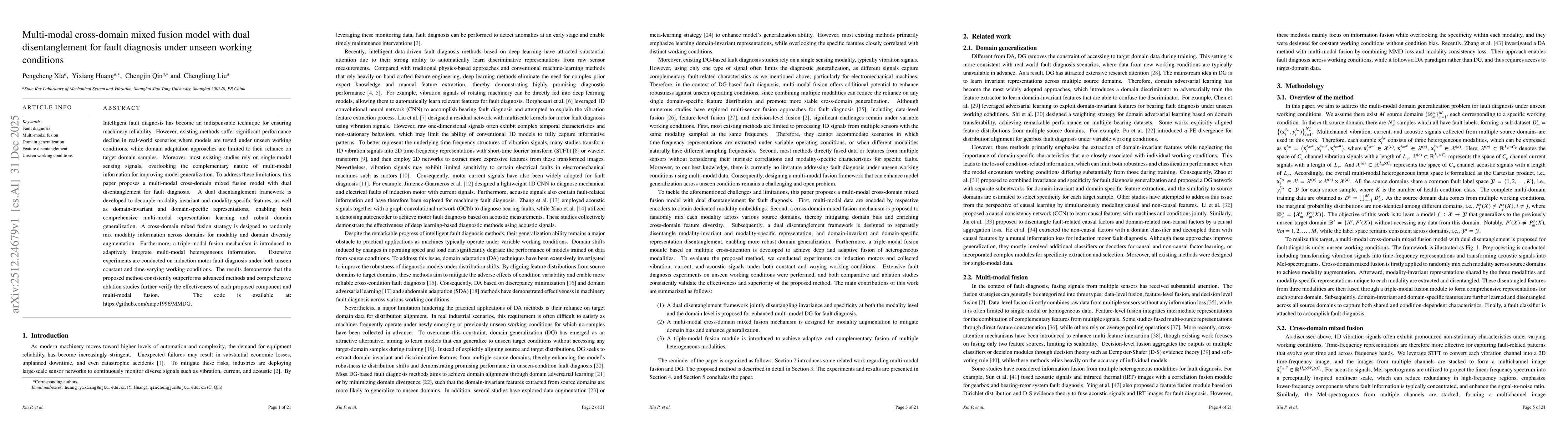 Thumbnail for Multi-modal cross-domain mixed fusion model with dual disentanglement for fault diagnosis under unseen working conditions