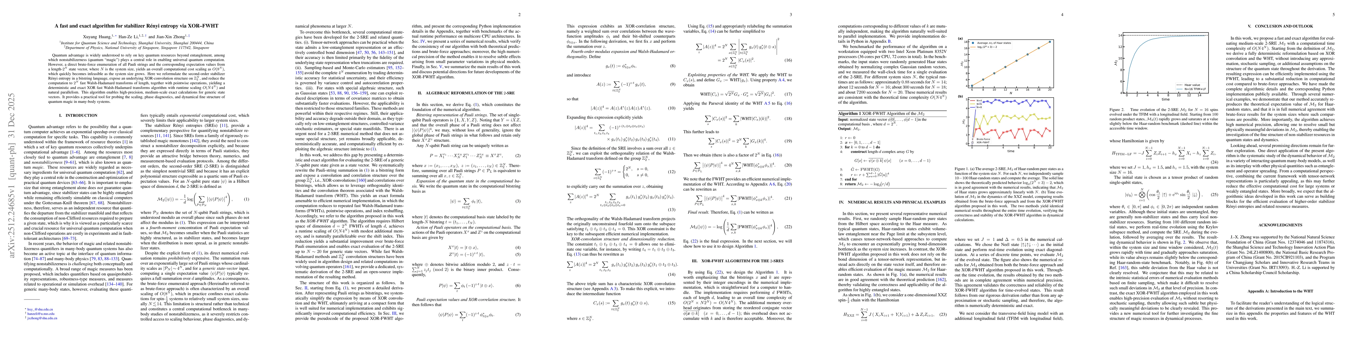 Thumbnail for A fast and exact algorithm for stabilizer Rényi entropy via XOR-FWHT