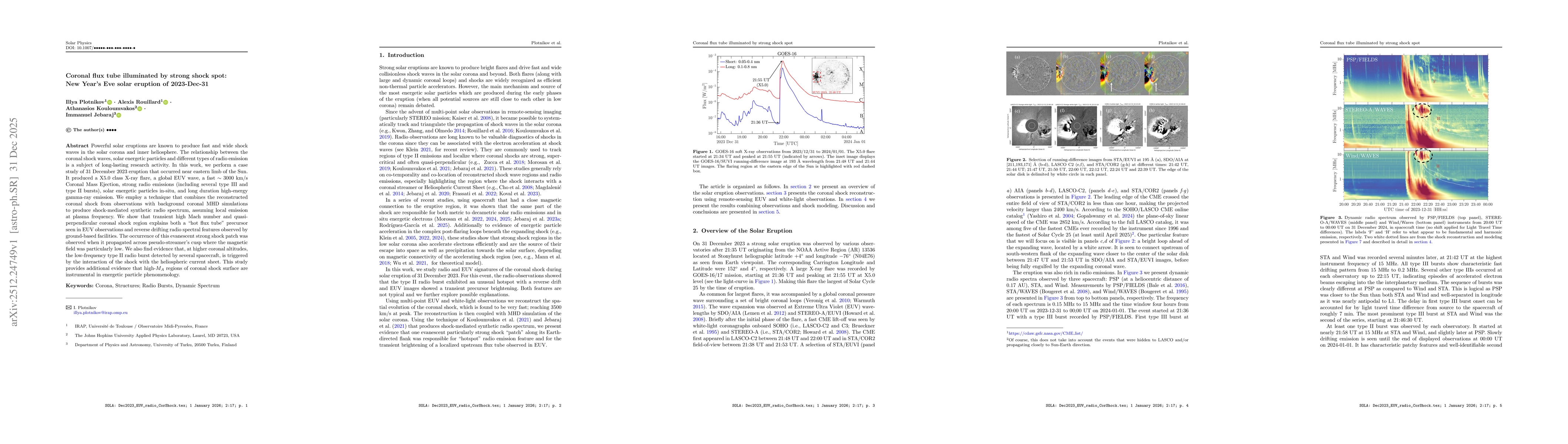 Thumbnail for Coronal flux tube illuminated by strong shock spot: New Year's Eve solar eruption of 2023-Dec-31