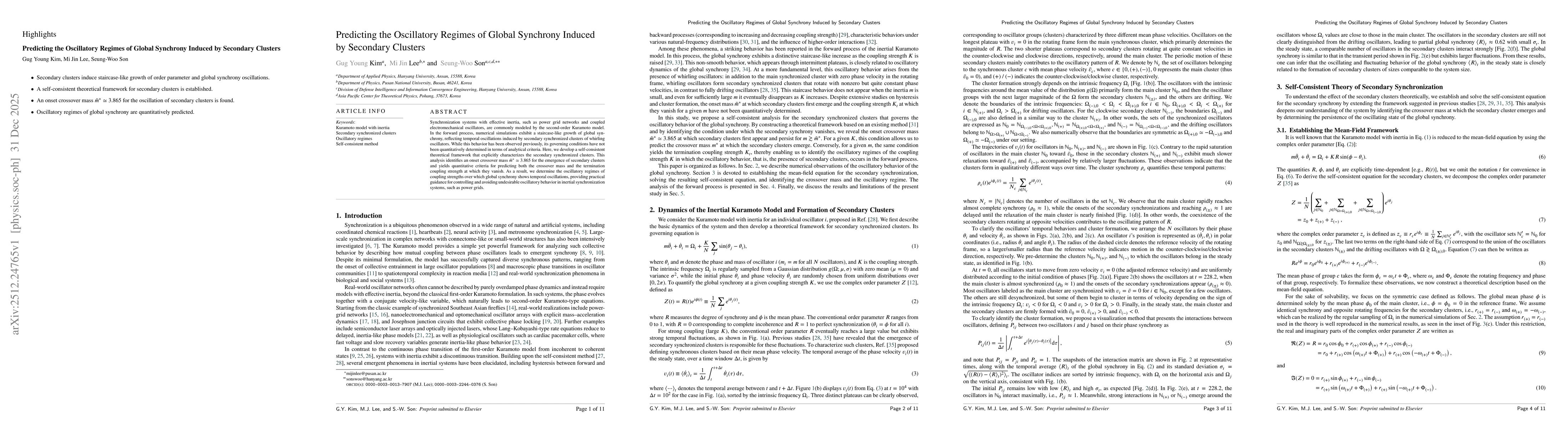 Thumbnail for Predicting the Oscillatory Regimes of Global Synchrony Induced by Secondary Clusters
