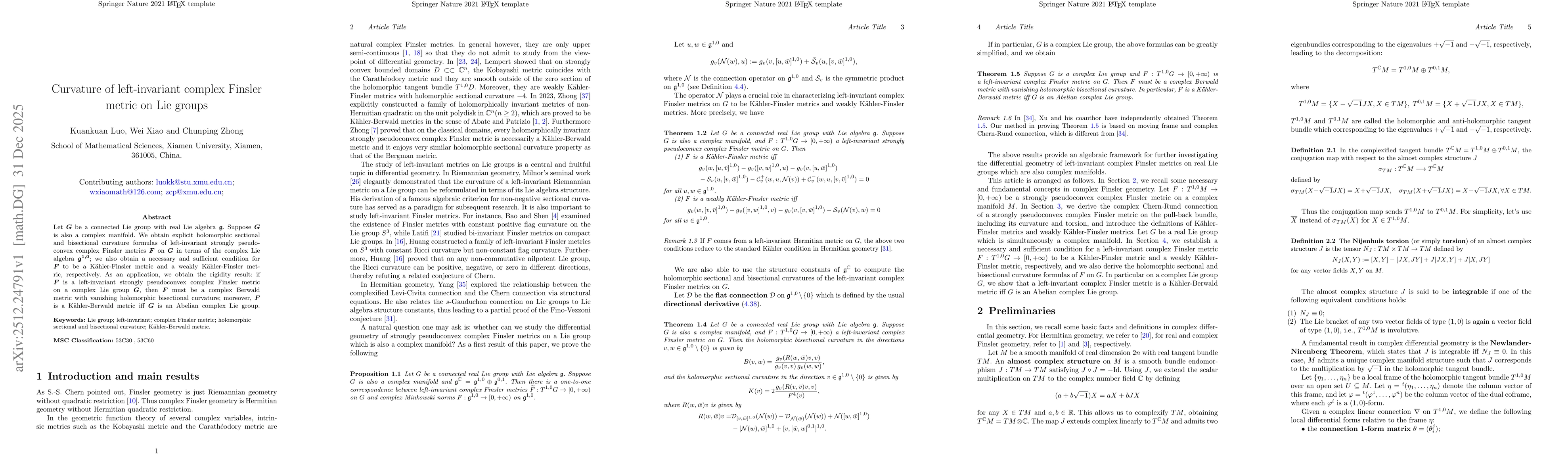 Thumbnail for Curvature of left-invariant complex Finsler metric on Lie groups