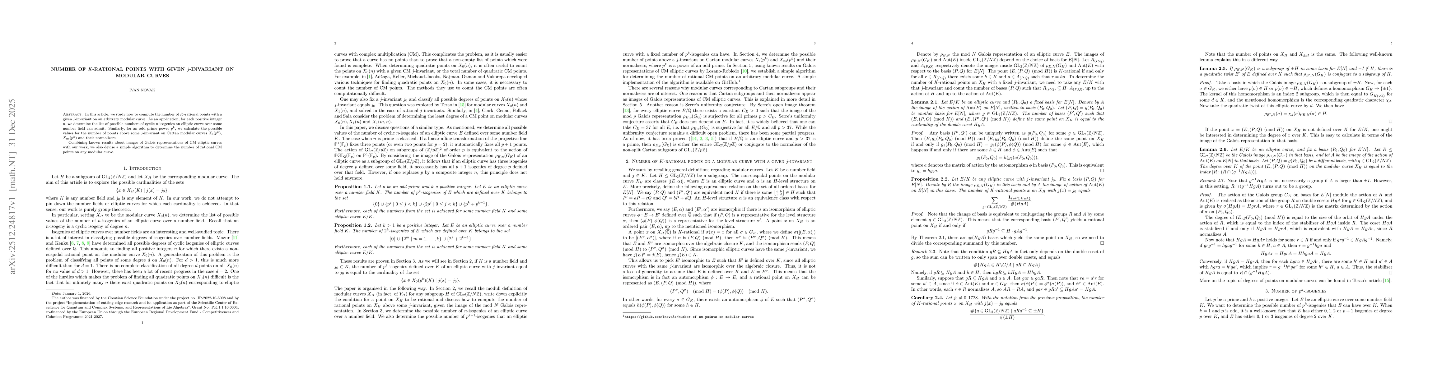 Thumbnail for Number of $K$-rational points with given $j$-invariant on modular curves