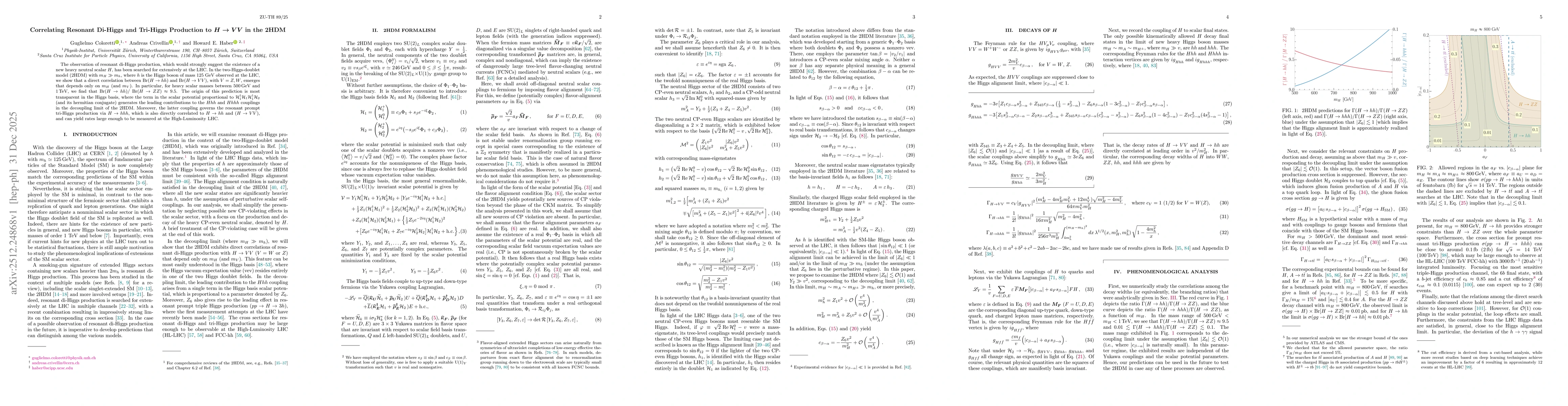 Thumbnail for Correlating Resonant Di-Higgs and Tri-Higgs Production to $H\to VV$ in the 2HDM