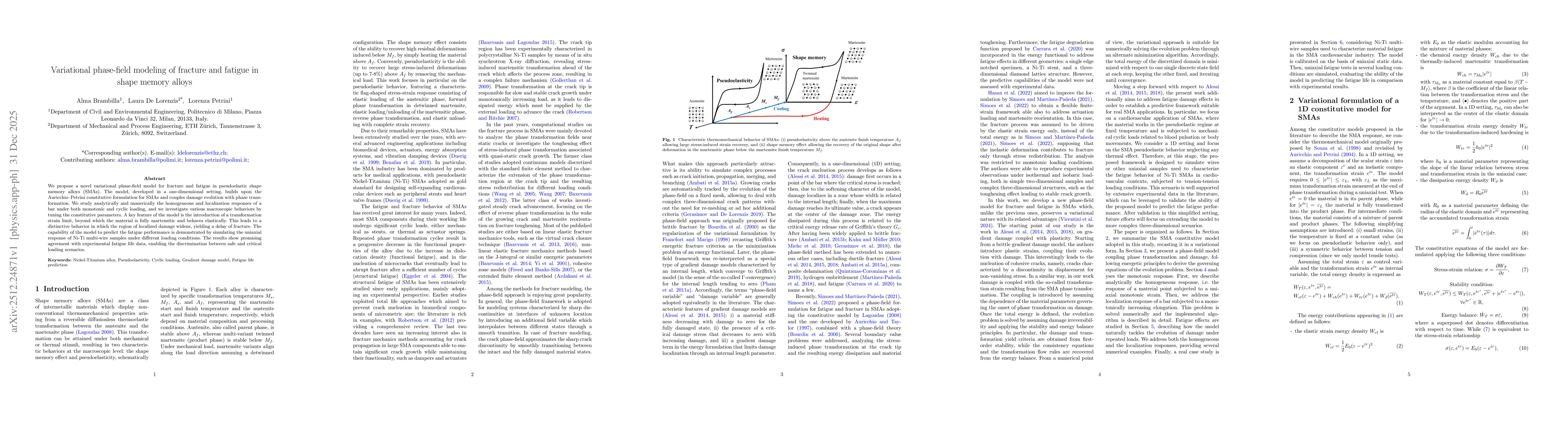 Thumbnail for Variational phase-field modeling of fracture and fatigue in shape memory alloys