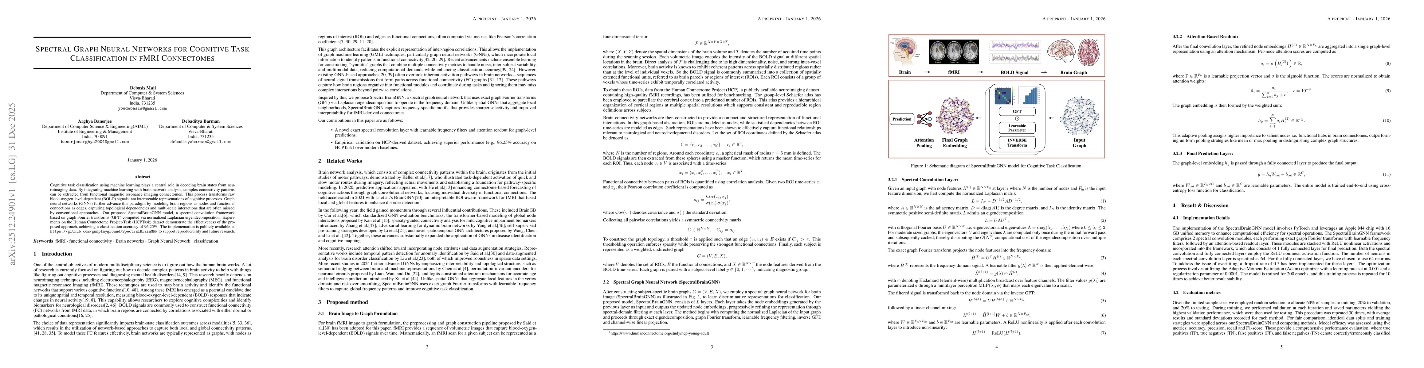 Thumbnail for Spectral Graph Neural Networks for Cognitive Task Classification in fMRI Connectomes