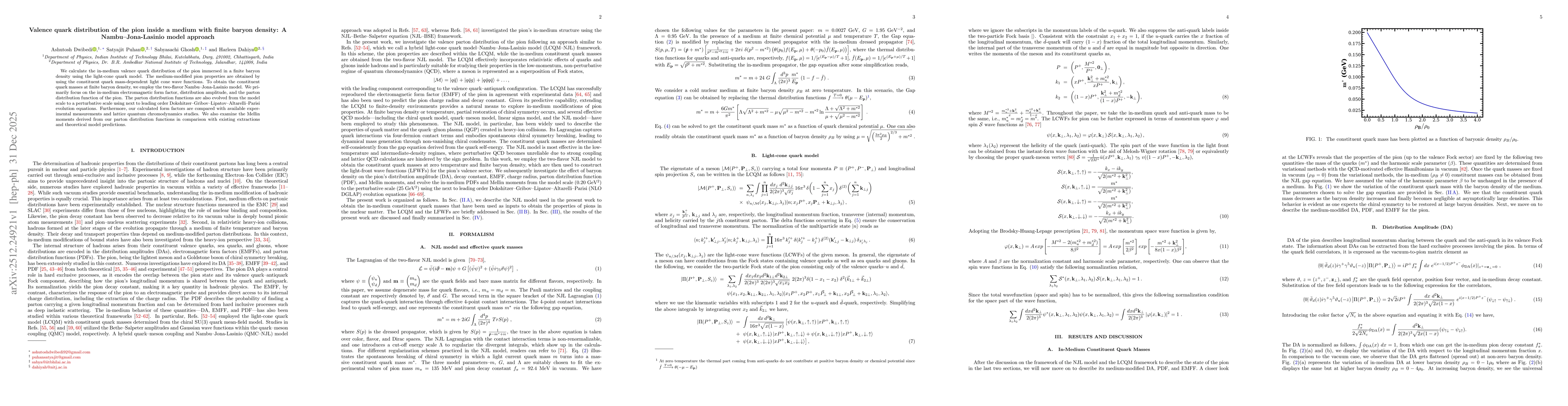 Thumbnail for Valence quark distribution of the pion inside a medium with finite baryon density: A Nambu--Jona-Lasinio model approach