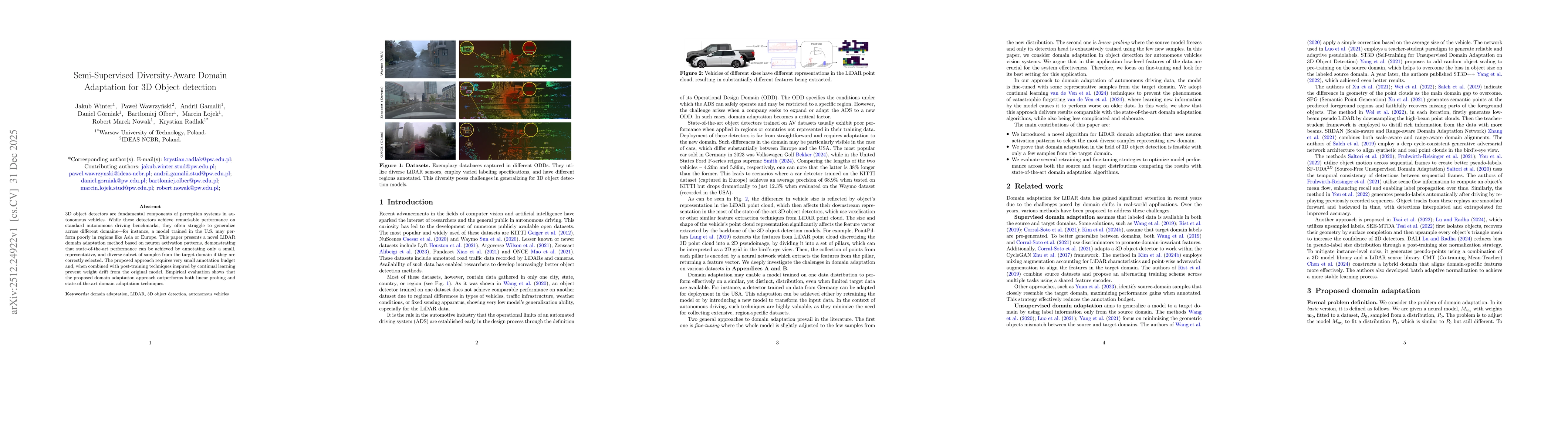 Thumbnail for Semi-Supervised Diversity-Aware Domain Adaptation for 3D Object detection