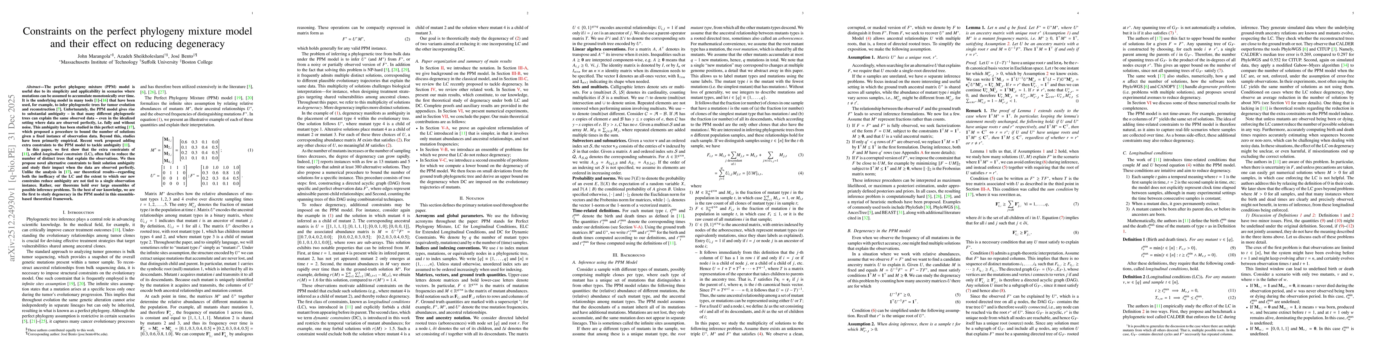 Thumbnail for Constraints on the perfect phylogeny mixture model and their effect on reducing degeneracy