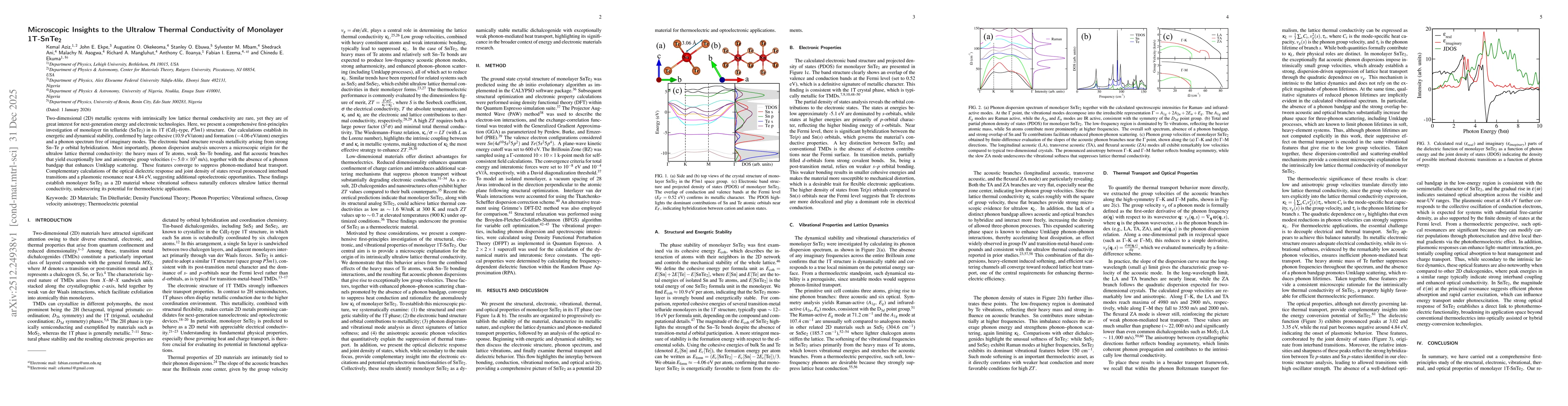 Thumbnail for Microscopic Insights to the Ultralow Thermal Conductivity of Monolayer 1T-SnTe2