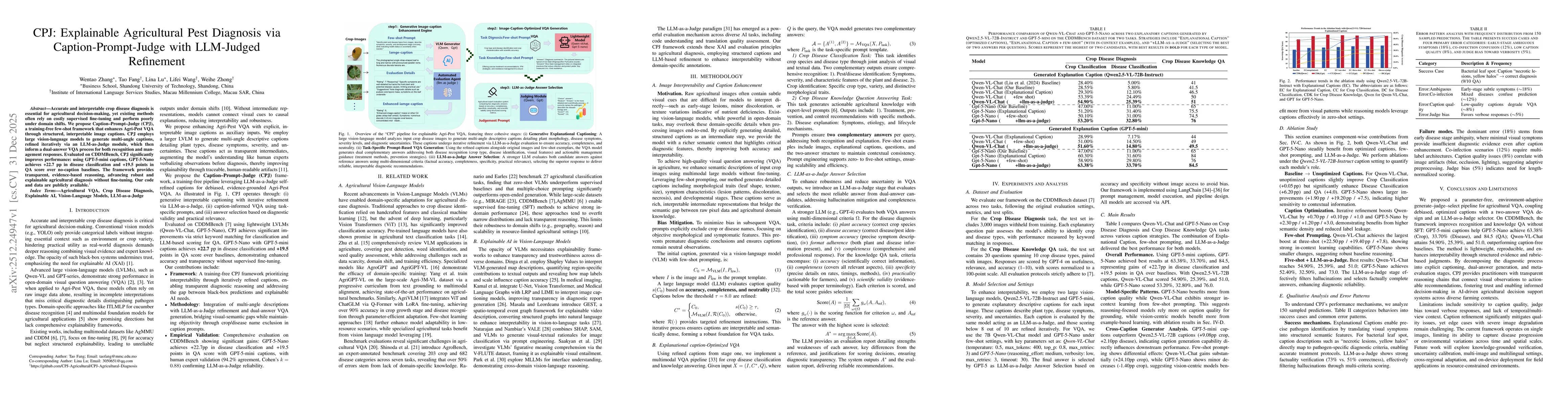 Thumbnail for CPJ: Explainable Agricultural Pest Diagnosis via Caption-Prompt-Judge with LLM-Judged Refinement