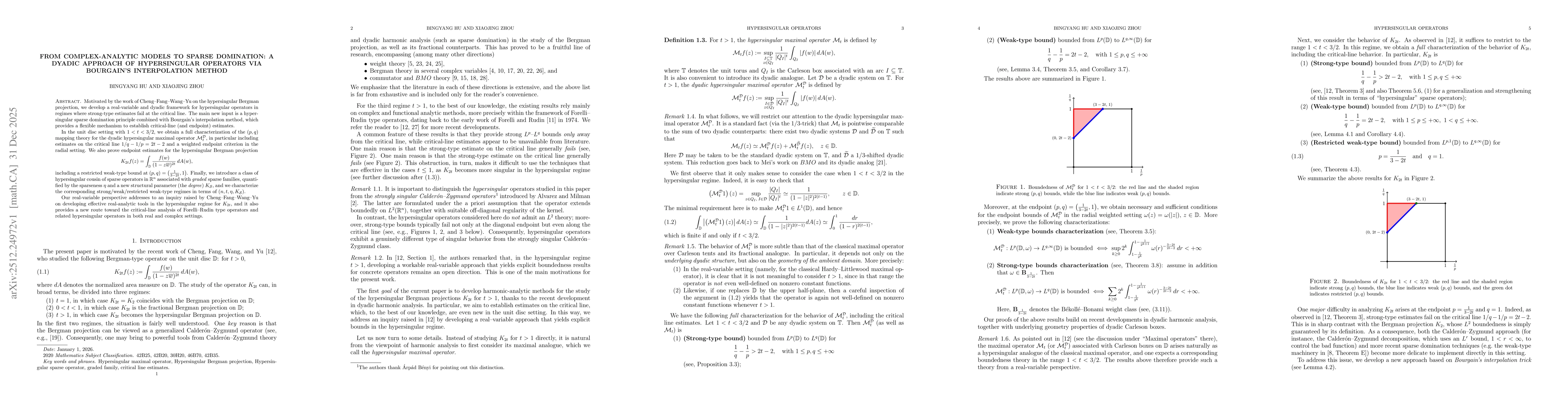 Thumbnail for From Complex-Analytic Models to Sparse Domination: A Dyadic Approach of Hypersingular Operators via Bourgain's Interpolation Method