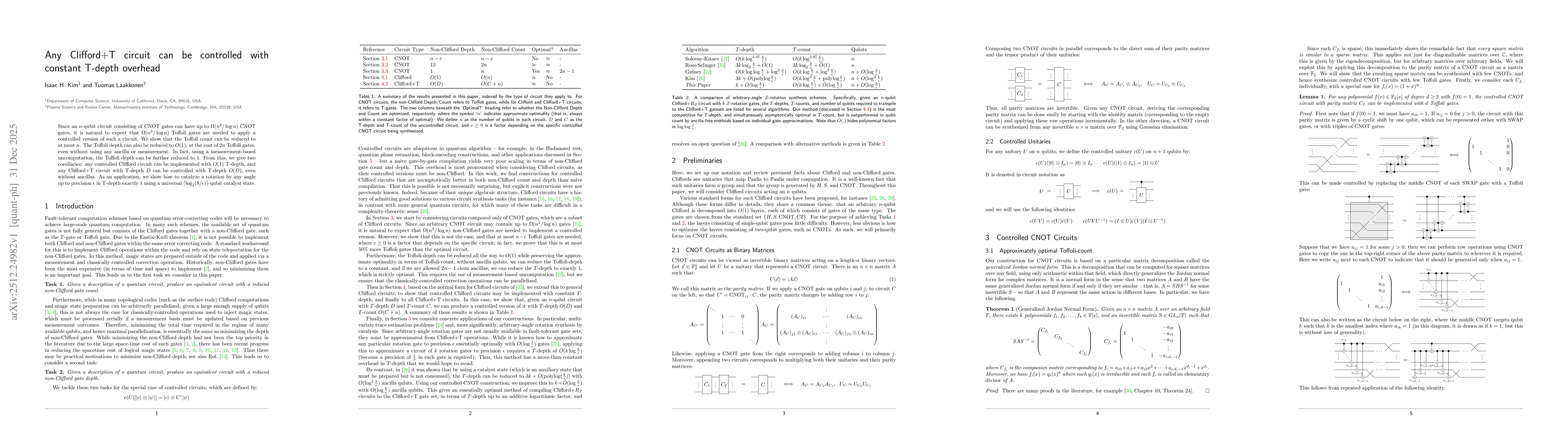Thumbnail for Any Clifford+T circuit can be controlled with constant T-depth overhead