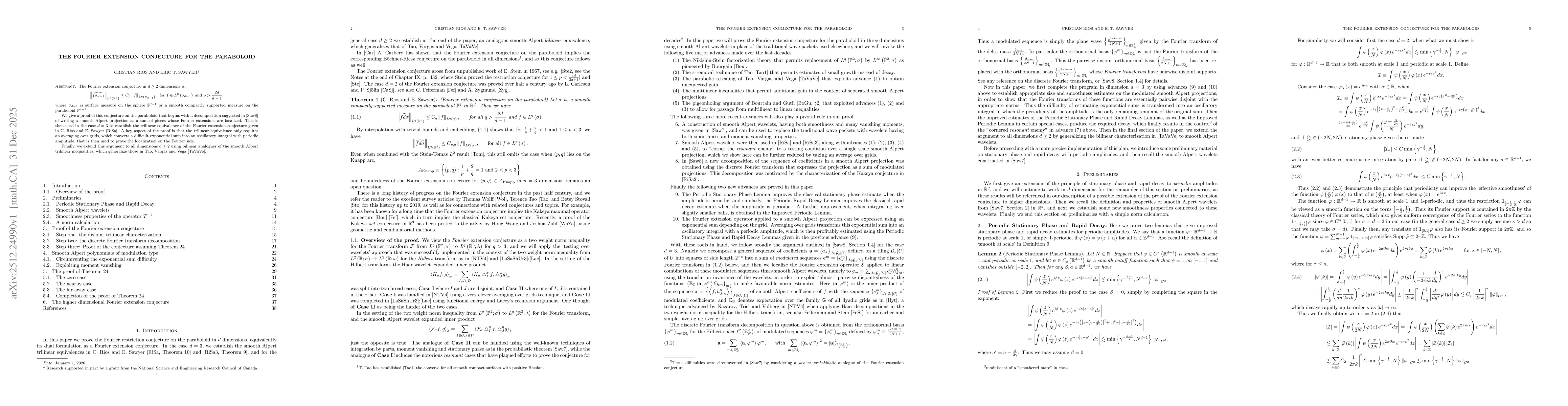 Thumbnail for The Fourier extension conjecture for the paraboloid