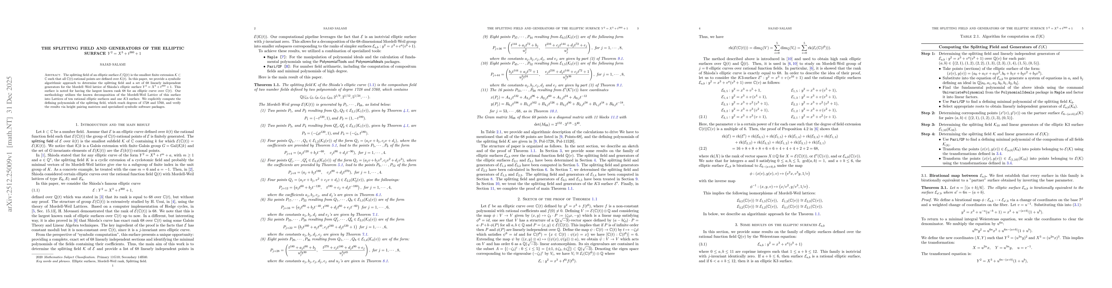 Thumbnail for The splitting field and generators of the elliptic surface $Y^2=X^3 +t^{360} +1$