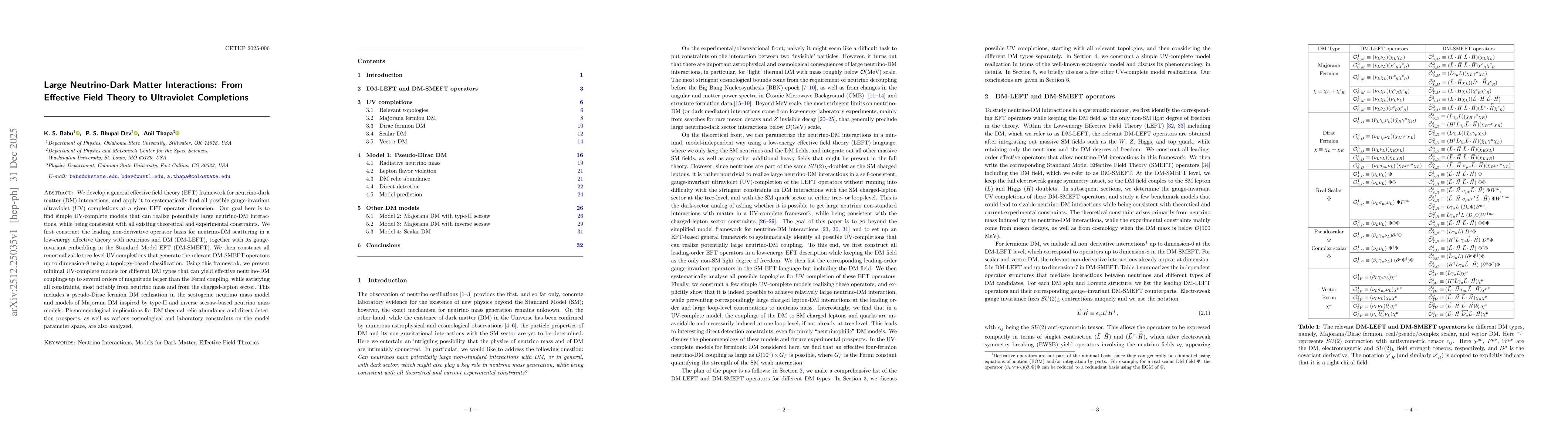Thumbnail for Large Neutrino-Dark Matter Interactions: From Effective Field Theory to Ultraviolet Completions