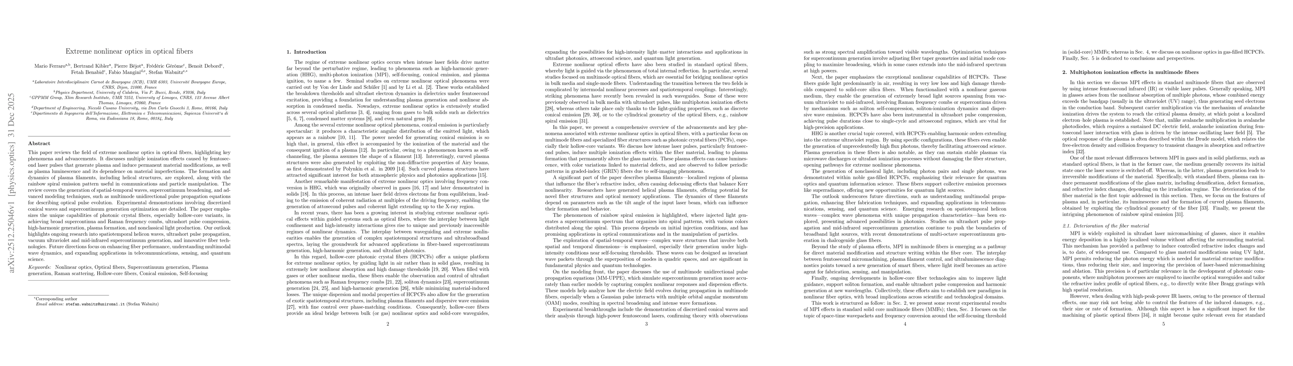 Thumbnail for Extreme nonlinear optics in optical fibers