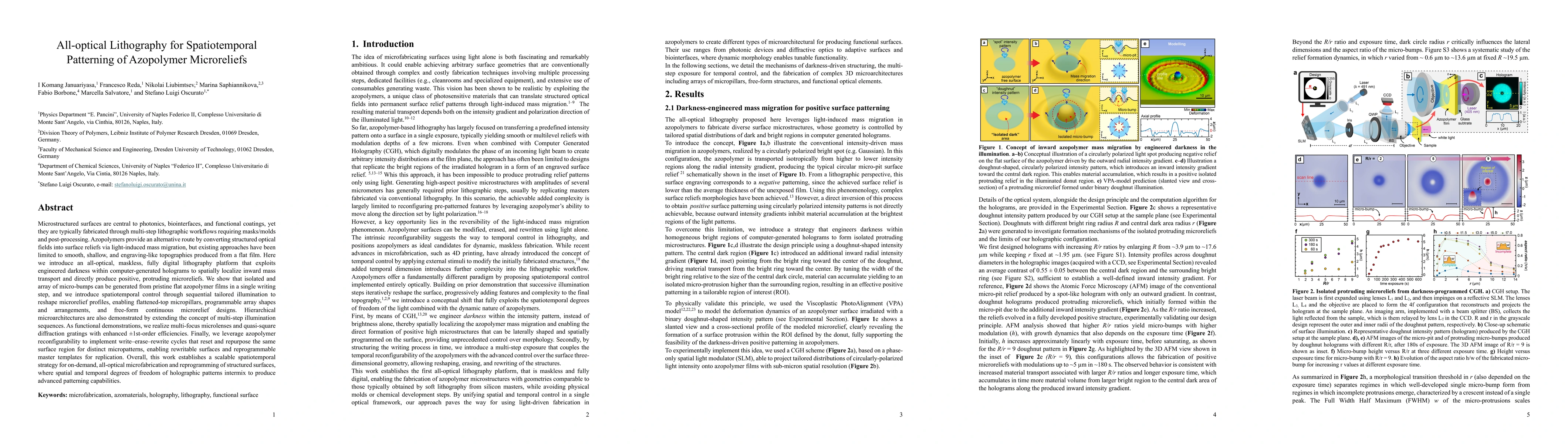 Thumbnail for All optical Lithography for Spatiotemporal Patterning of Azopolymer Microreliefs
