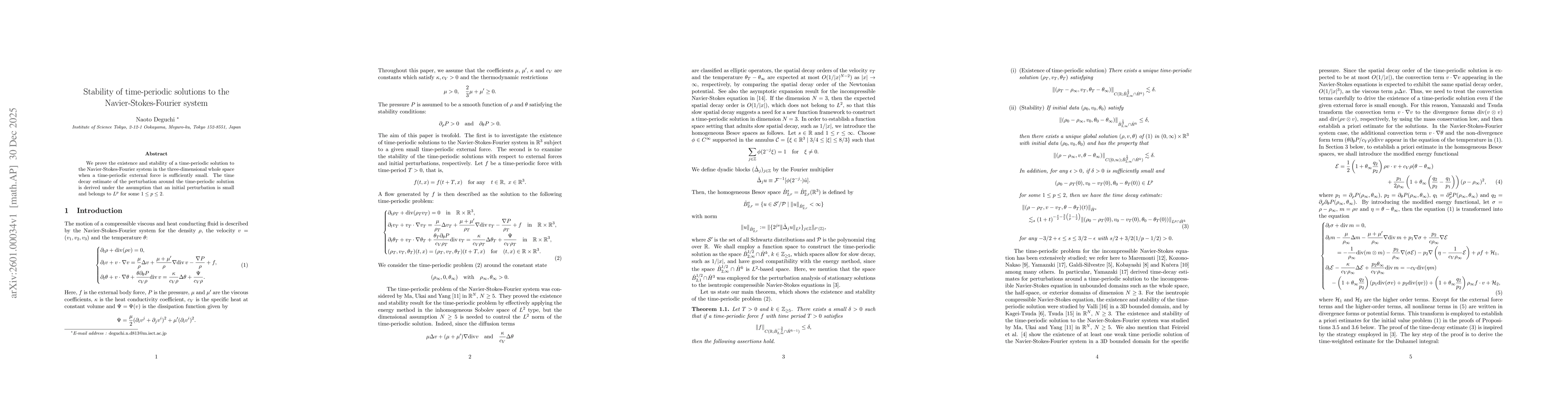 Thumbnail for Stability of time-periodic solutions to the Navier-Stokes-Fourier system