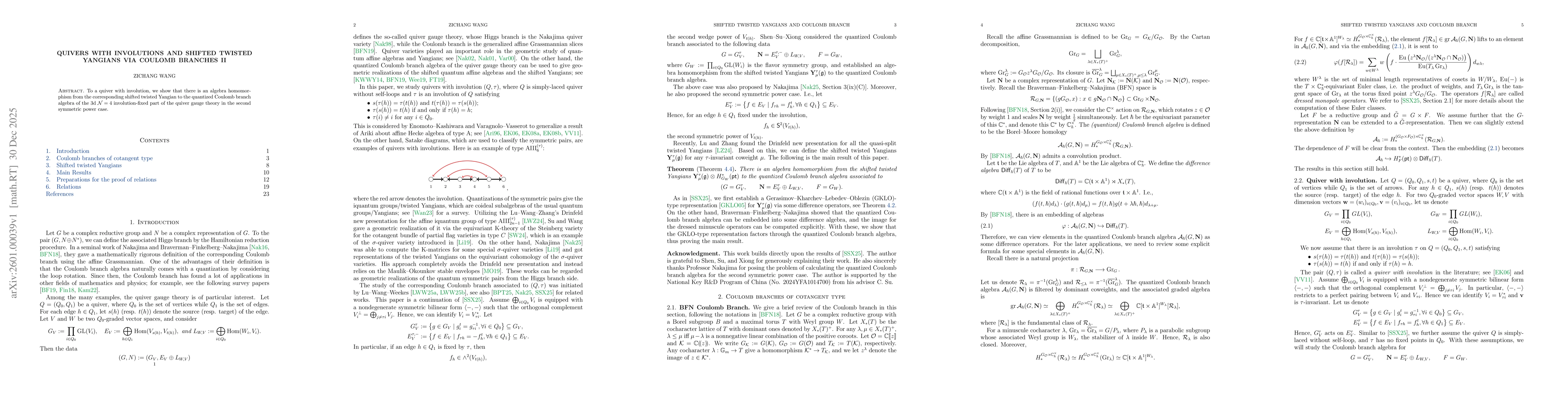 Thumbnail for Quivers with Involutions and Shifted Twisted Yangians via Coulomb Branches II