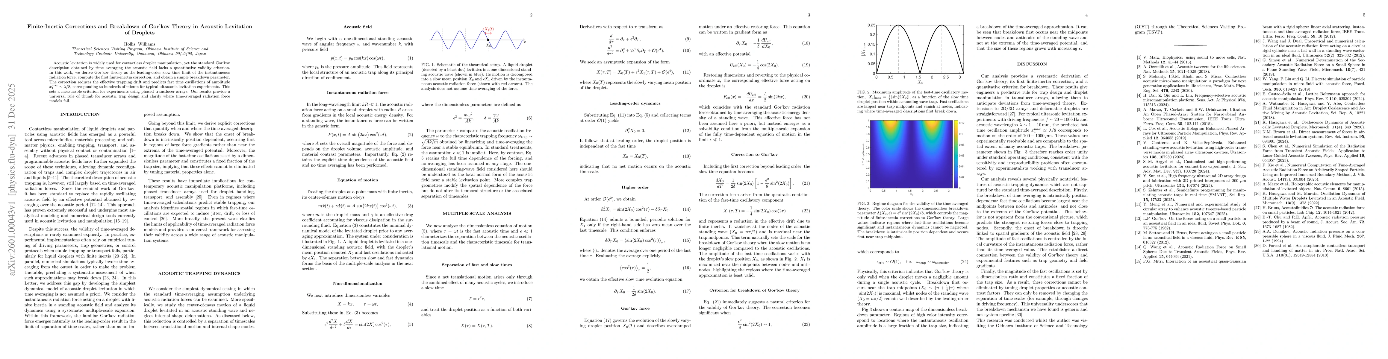 Thumbnail for Finite-Inertia Corrections and Breakdown of Gor'kov Theory in Acoustic Levitation of Droplets