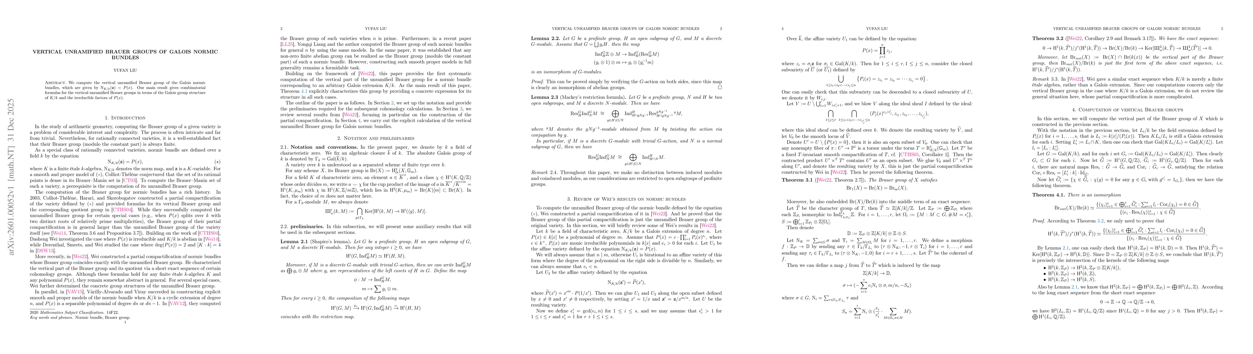 Thumbnail for Vertical unramified Brauer groups of Galois normic bundles