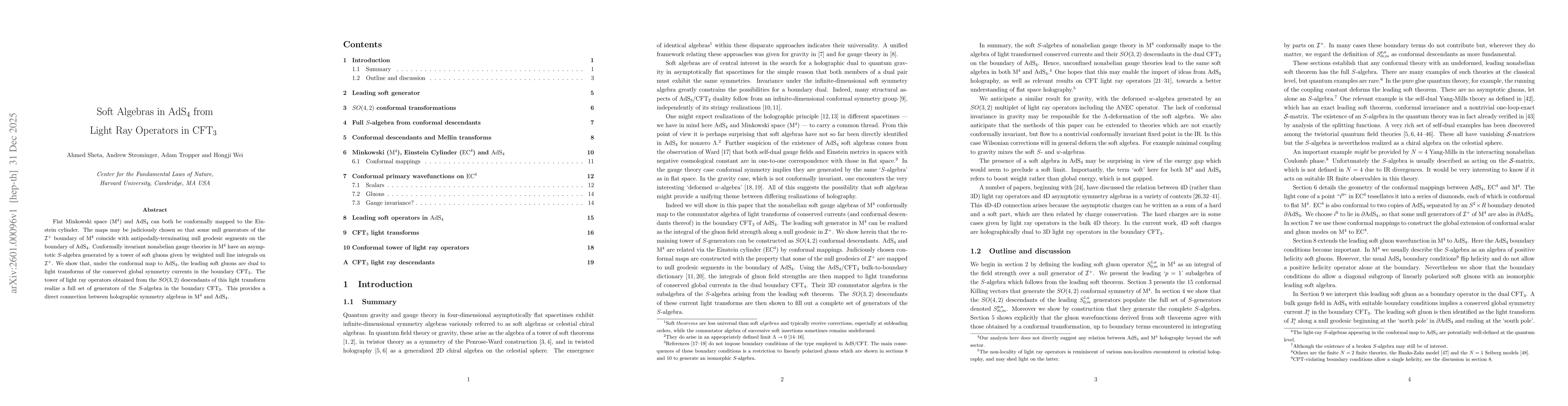 Thumbnail for Soft Algebras in AdS$_4$ from Light Ray Operators in CFT$_3$
