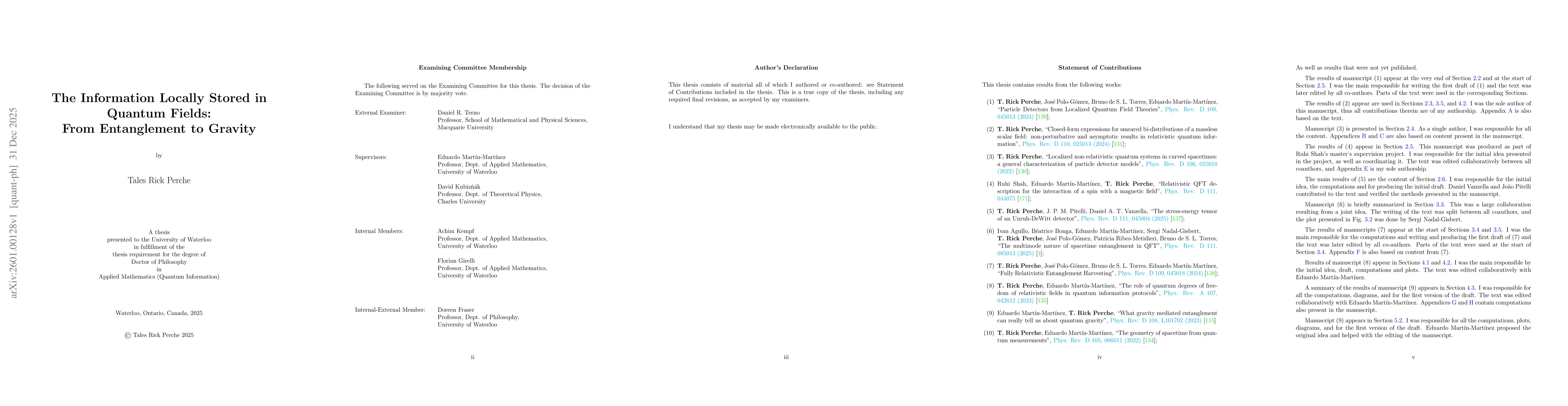 Thumbnail for (PhD Thesis) The Information Locally Stored in Quantum Fields: From Entanglement to Gravity