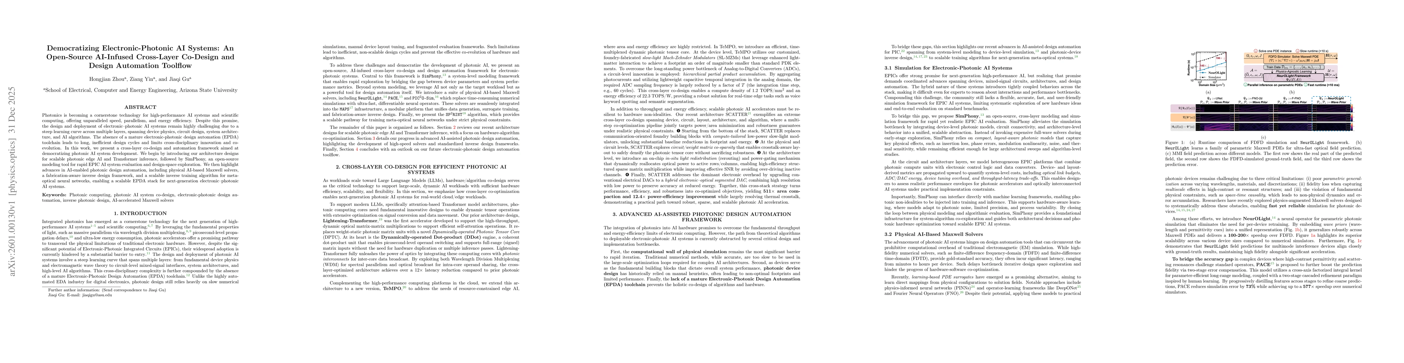 Thumbnail for Democratizing Electronic-Photonic AI Systems: An Open-Source AI-Infused Cross-Layer Co-Design and Design Automation Toolflow